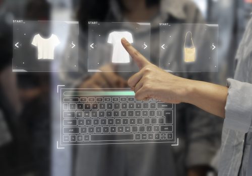 Digital wardrobe on a transparent screen